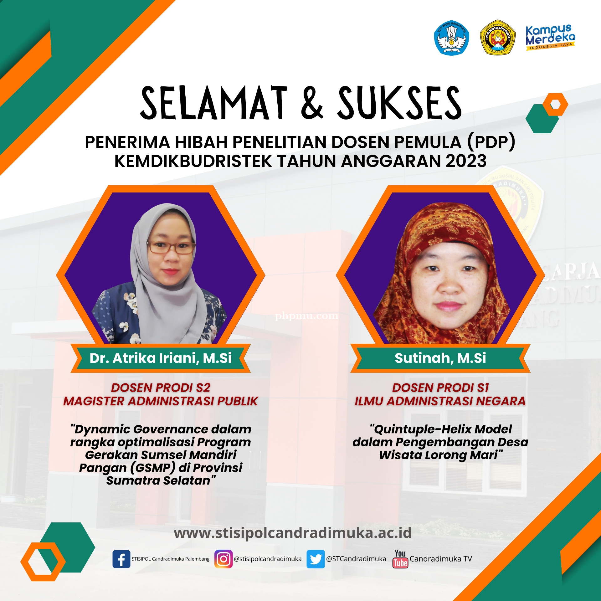 Selamat dan Sukses untuk Dosen penerima hibah Penelitian Dosen Pemula (PDP) dari Kemdikbudristek