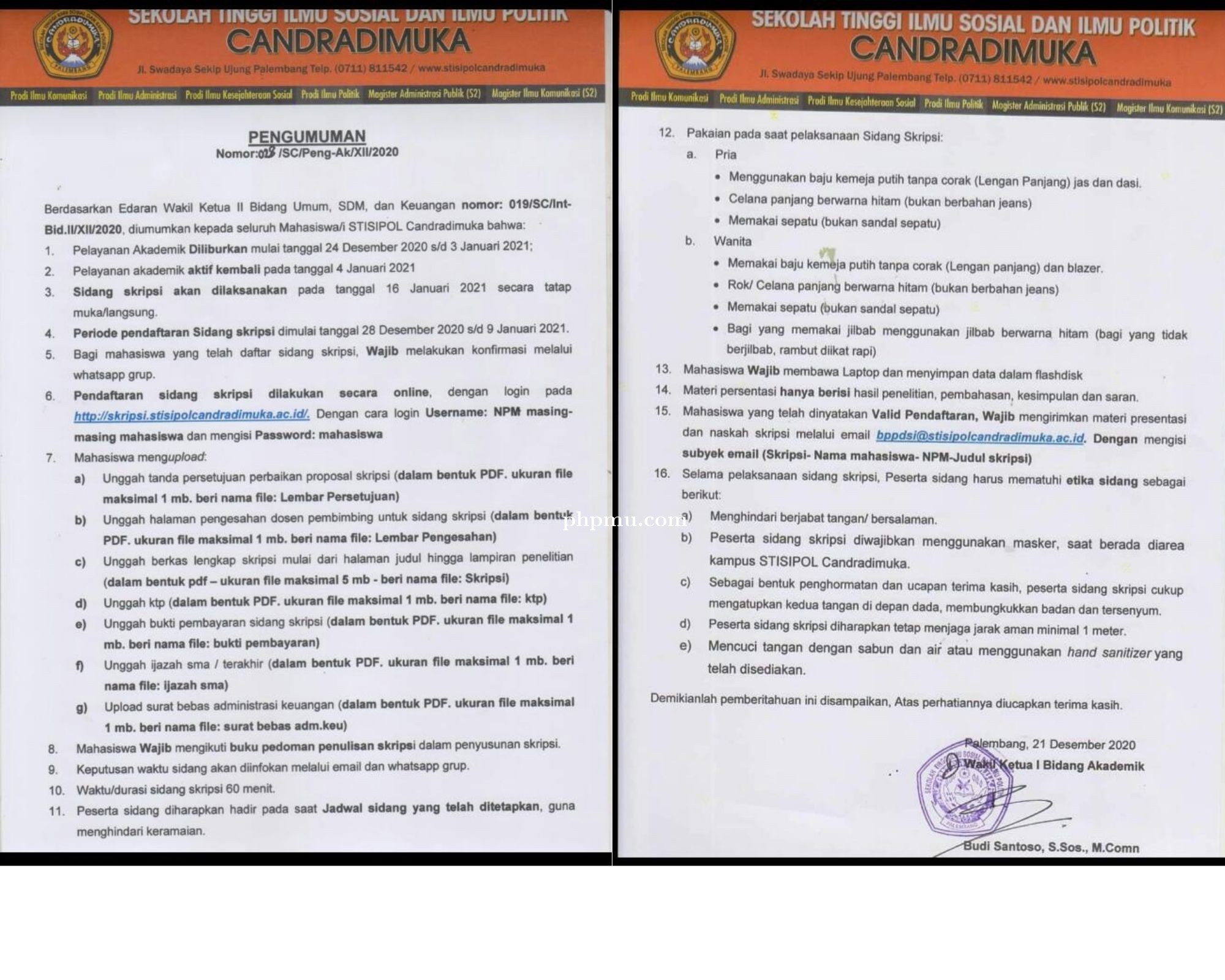 Pengumuman Libur Civitas Akademik 